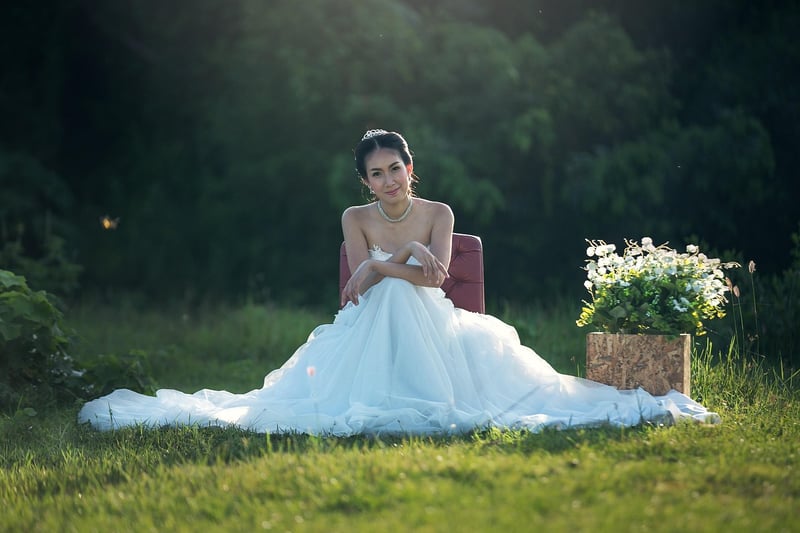 Forest-inspired wedding outfit